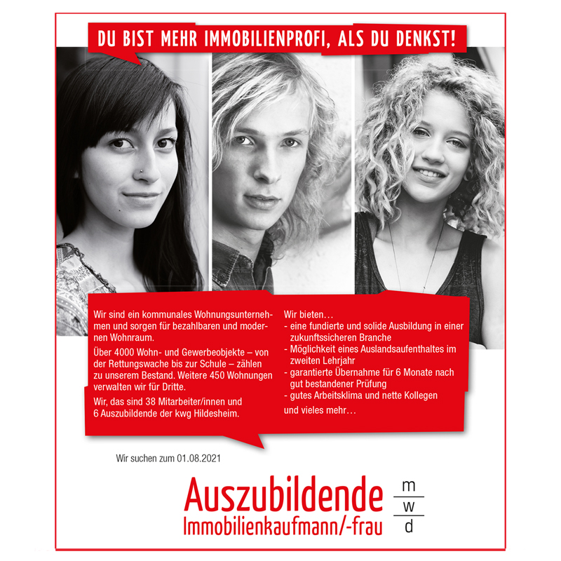 Screenshot AZUBI Anzeigen KWG Hildesheim